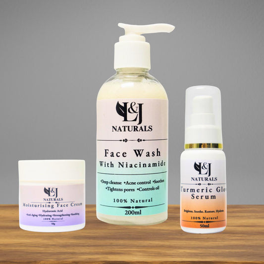 Ultimate Anti-Aging Glow Combo with Face Wash, Turmeric Serum, and Moisturizing Cream for radiant, youthful skin